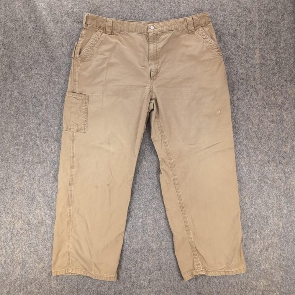 Carhartt Pants Mens 40x28 Beige Carpenter Relaxed Fit Distressed Workwear